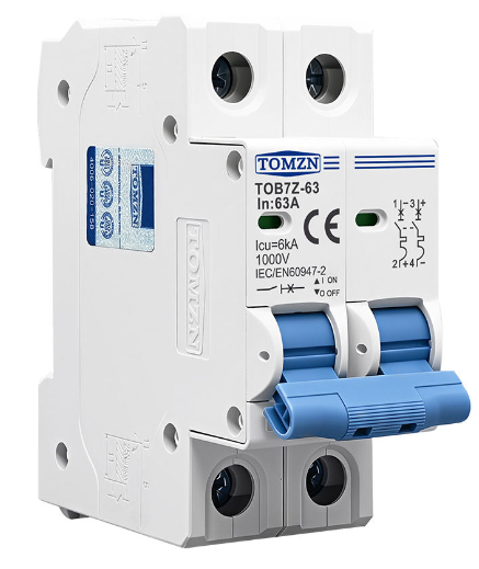 TOMZN 2P DC MCB 1000V Solar Mini Circuit Breaker  20A DC MCB for PV System
